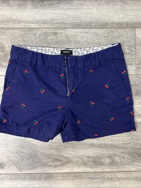 Jones & Co Navy Cherry-Embroidered Bermuda Shorts